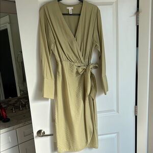 Elegant Olive Wrap Dress